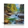 thumbnail image 1 of ONETECH Canvas Wall Art Beautiful Dense Forest Magnificent Flowing Water Blue Sky White Clouds Home Decor Stretched and Framed Artwork Paintings Ready to Hang 16\x16\, 1 of 4