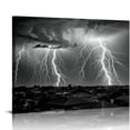 thumbnail image 1 of ONETECH  Canvas Wall Art Black and White City Nature Lightning Strikes in The Clouds Painting on Canvas Storm Cityscape Picture Print for Home Office Bedroom Decoration, 1 of 4