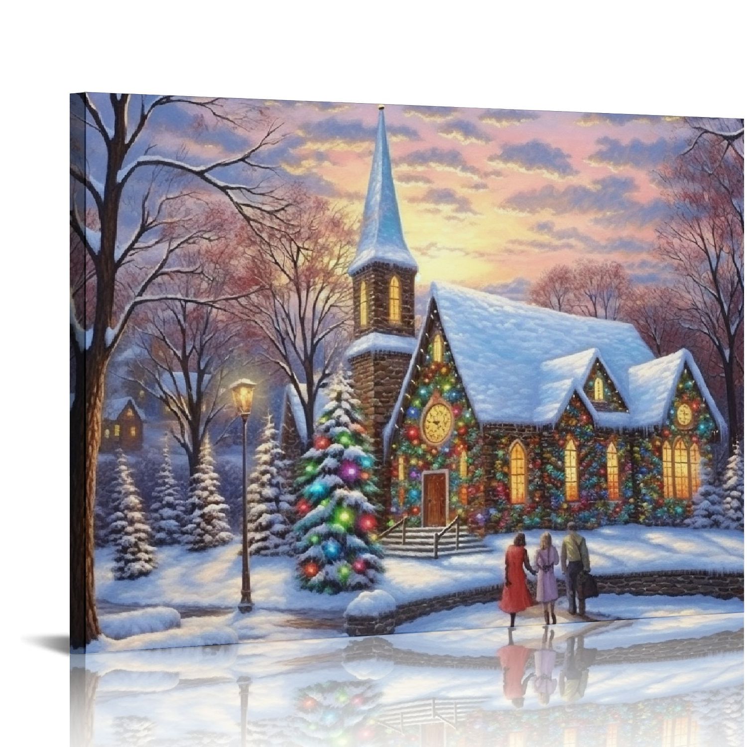 Canvas Wall Art Christmas Eve Painting Artwork for Home Wall