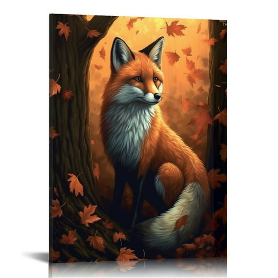 ONETECH Canvas Wall Art Prints Fox In An Autumn Forest Artwork Pictures Print Canvas Wall Decor Wall Art Poster for Living Room Bedroom Office Decor (16x20 inch) 12x16 in