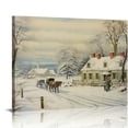 thumbnail image 1 of ONETECH  Canvas Wall Art Prints New England Winter Scene, 1861, Currier and Ives, Publishers, 1 of 4