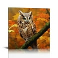 thumbnail image 1 of ONETECH Canvas Wall Art Prints Painting Owl Birds Autumn Fall Maple Leaf Modern Frame Wall Decorative Artwork Ready to Hang for Living Room, 16x16in, 1 of 4