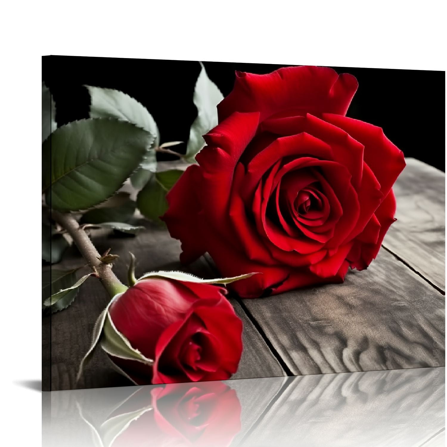 ONETECH Canvas Wall Art Red Rose Painting Bathroom Accessories,Black ...