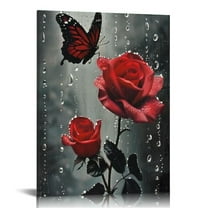 ONETECH Canvas Wall Art, Red Rose Wall Art Paintings for bathroom Living Room, Office Home Decoration Modern Canvas Artwork Wall Decor Ready to Hang 12x16 in