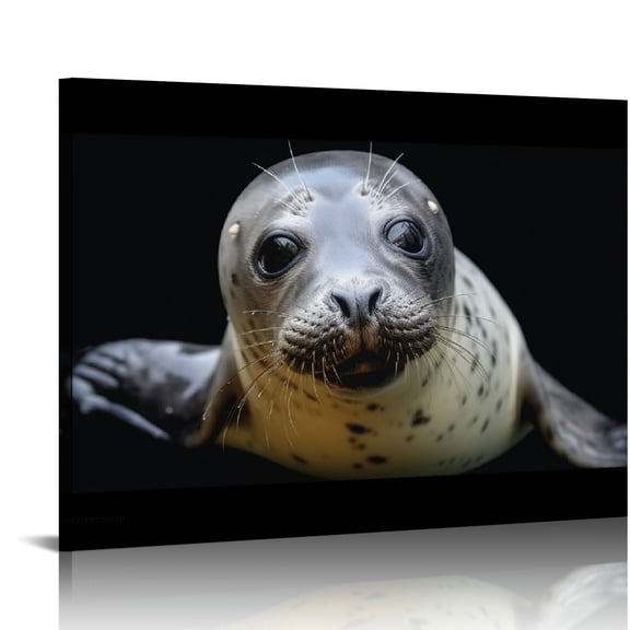 ONETECH Canvas Wall Art Seal Poster Pictures Wall Decor Animal Prints Printing、For Living Room、Bedroom、 Office With Framed