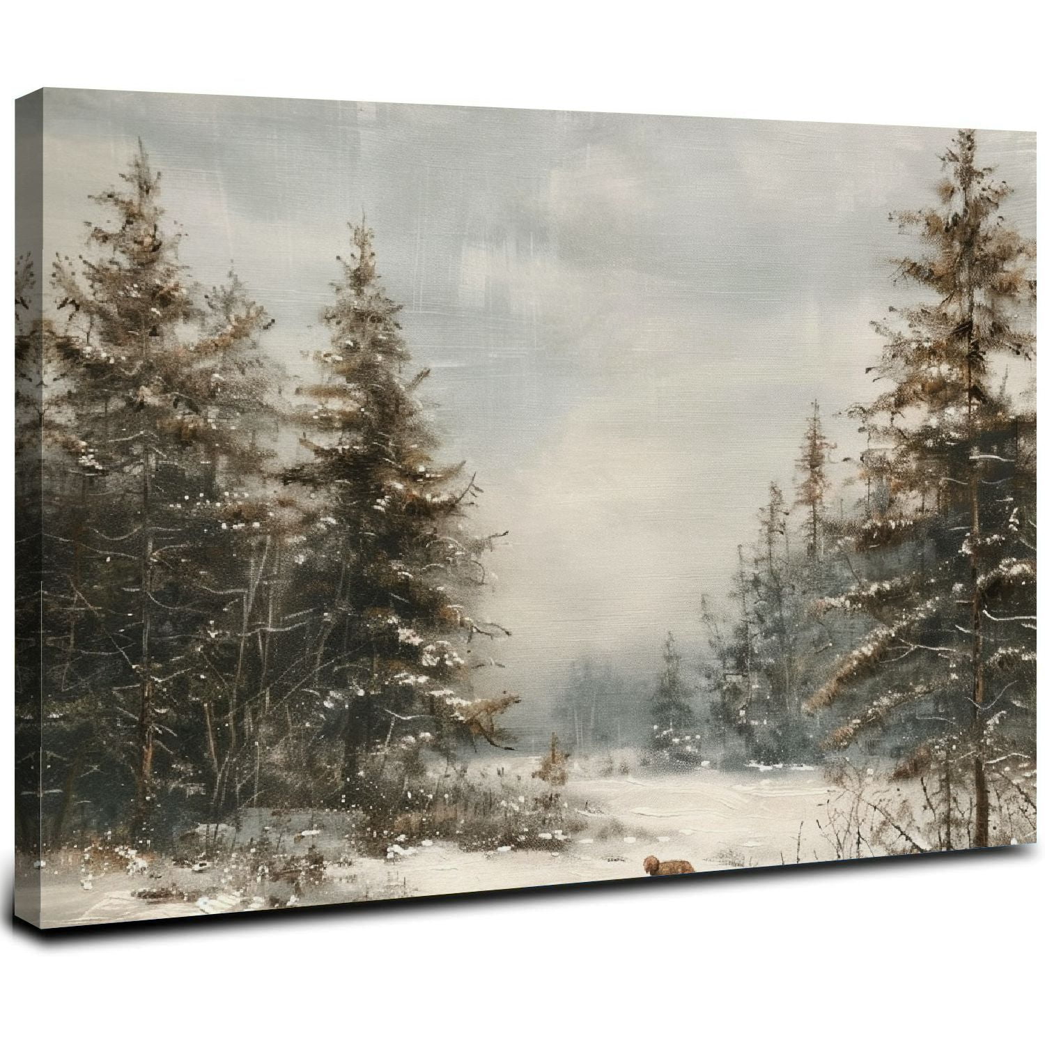 ONETECH Canvas Wall Art Vintage Print Paintings Winter Pine Tree Forest ...