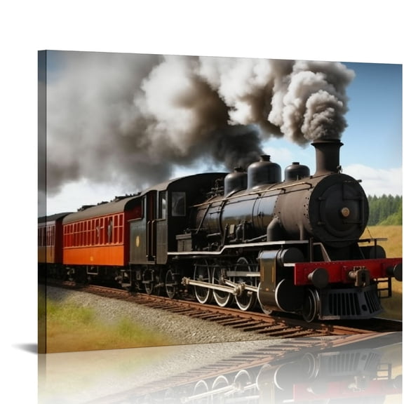 ONETECH - Canvas Wall Art - Vintage Steam Train - Poster Giclee Wall Decorations for Living Room High Definition Printed