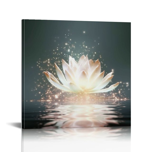 Canvas Wall Art White Lotus Flower Meditation Picture Modern