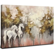 ONETECH Canvas Wall Art White Painting Abstract Canvas Wall Art with Gold Painted Large Artwork for Living Room Bedroom Kitchen Office 20x16inch