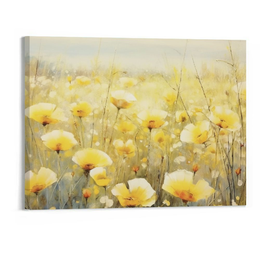 Canvas Wall Art Yellow Flower In Bloom Prints Painting Modern