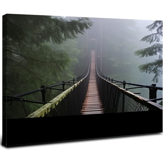 ONETECH Canvas Wall Art for Office Living Room Bedroom Canyon Park Bridge foggy Wall Art Painting Artwork Wall Decor Framed Wall Art 20x16inch