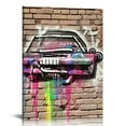 thumbnail image 1 of ONETECH Car Wall Decor Street Graffiti Car Painting Picture Framed Canvas Print for Men Teen Boys Bedroom Decor 16x20in, 1 of 4