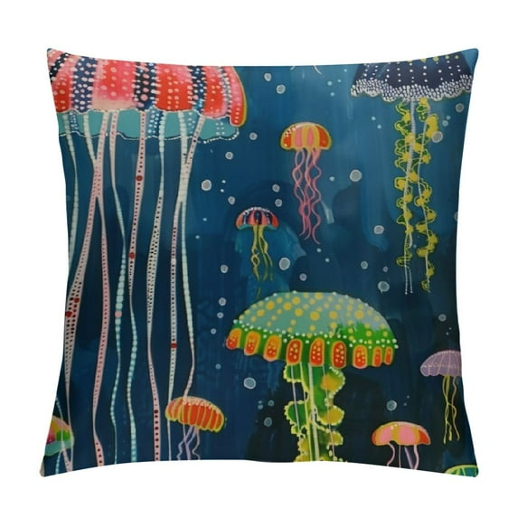 FUMJ Cartoon Jellyfish Square Throw Pillow Cover Home Living Room Cushion Sofa Patio Car Indoor Outdoor New Home Bed Modern Home Art Decor Throw Pillow Cover