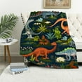 thumbnail image 1 of ONETECH Cartoon Jungle Dinosaur Blanket Fashion Throw Blanket for Couch, Lightweight Warm Plush Blanket Super Soft Fuzzy Throws, Home Decor Flannel Blanket for Sofa Bed Office, 1 of 6
