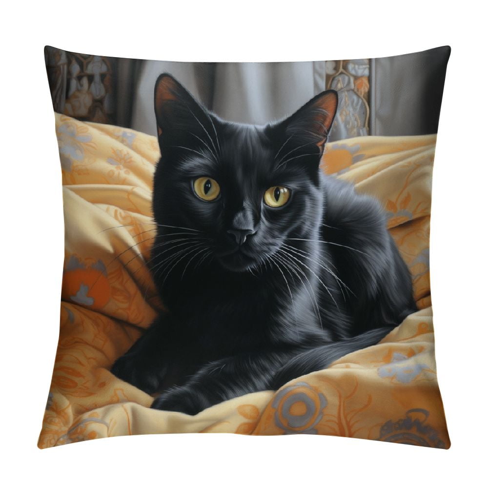 Cat Pillow Covers Cat Pillow Cases, Black Cat Room Decor for