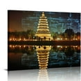 thumbnail image 1 of ONETECH China Xi'an Night View of Big Wild Goose Pagoda Landscape Poster Canvas Wall Art Room Decor Frame-style, 1 of 5