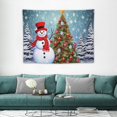 thumbnail image 1 of ONETECH  Christmas Snowman Tapestry Wall Hanging, Winter Snowman and Pine Forest in Snow Tapestry, Red Christmas Ball on Pine Tree with Snowflake Tapestry for Living Room Bedroom Decor., 1 of 7