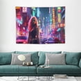 thumbnail image 1 of ONETECH  City Night Tapestry Japanese Neon City Retro Car Urban Street Landscape Tapestry Punk Futuristic Cityscape Wall Hanging Flannel Home Decor Hippie Wall Blankets for Dorm, 1 of 7