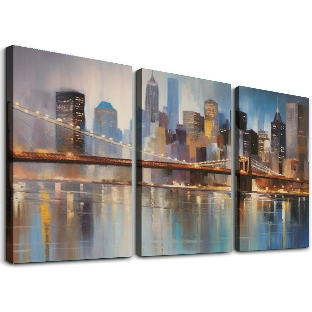 ONETECH Cityscape Canvas Wall Art Abstract Skyline New York City ...