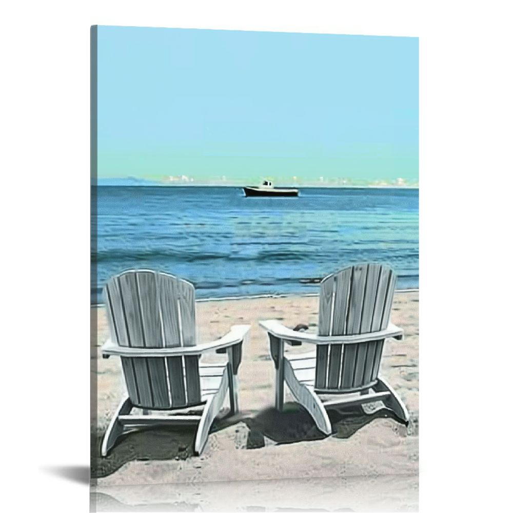 Coastal Beach Canvas Wall Art Set Of 3 - 12x16" Framed Prints, Nautical American Flag, Boat & Lobster Theme