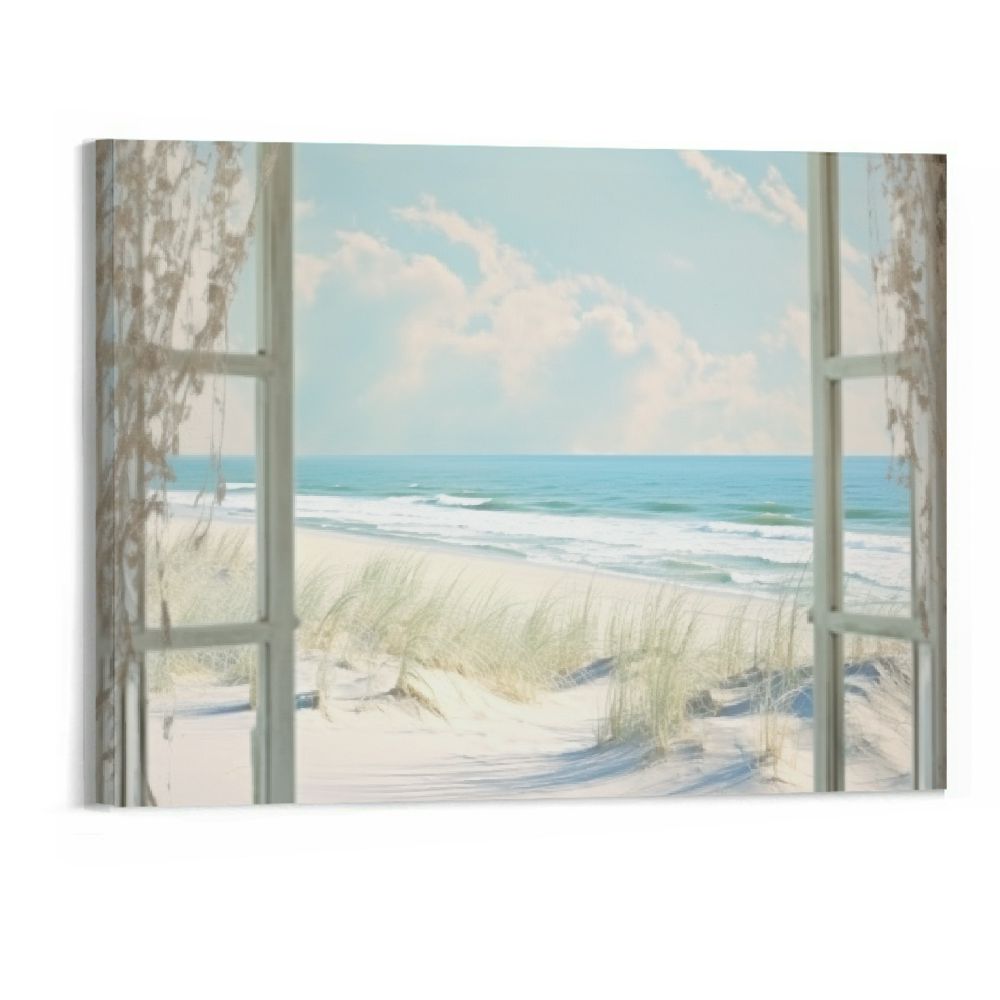 Coastal Beach Picture Wall Art Beach Theme Window Canvas Art