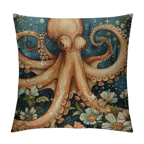 ONETECH Coastal Ocean Octopus Couch Cushion Marine Octopus Squid Sea Animals Farmhouse Outdoor Throw Pillowcase for Living Bed Room Outdoor Patio Home Decor