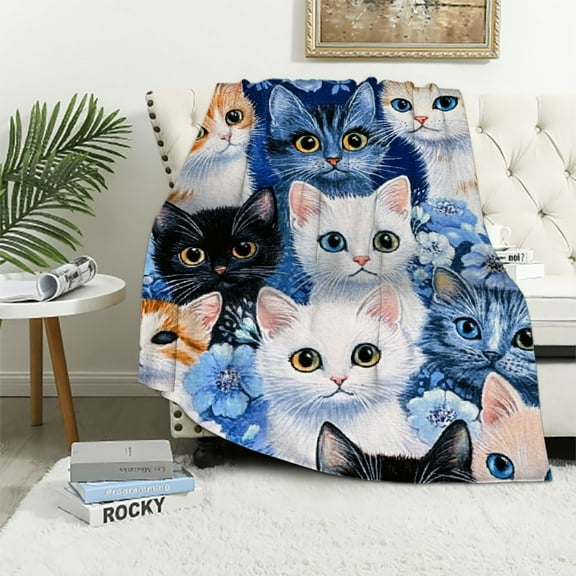 ONETECH  Collage Kitten  Blanket for Bed  Throw Blanket for Unisex and Kids - Super Soft Plush Cat Blankets for Cat Lovers Cats Print Throws Blankets  40x50in