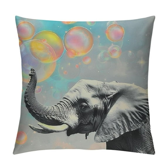 ONETECH Colorful Bubble Square Throw Pillow Covers , Cute Elephant Decorative Couch Pillowcase, Throws Cushion Cover for Bed Sofa
