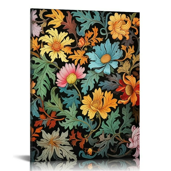 ONETECH Colorful Flower Wall Art decor, Floral Bathroom Pictures Canvas Wall Art with and Mat kitchen Canvas Prints Wall Paintings Modern Artwork for Living Room Bedroom