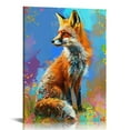 thumbnail image 1 of ONETECH Colorful Fox Canvas Wall Art Fox Portrait Painting Abstract Wildlife Animal Pictures for Bedroom Living Room Kitchen Wall Decor, 1 of 5