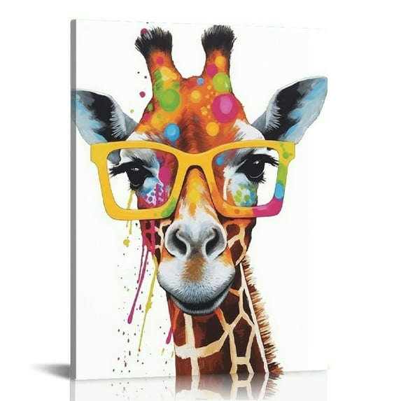 ONETECH Colorful Giraffe Decor Wall Art Painting for Children's room Bedroom Living room Decor Ready to Hang