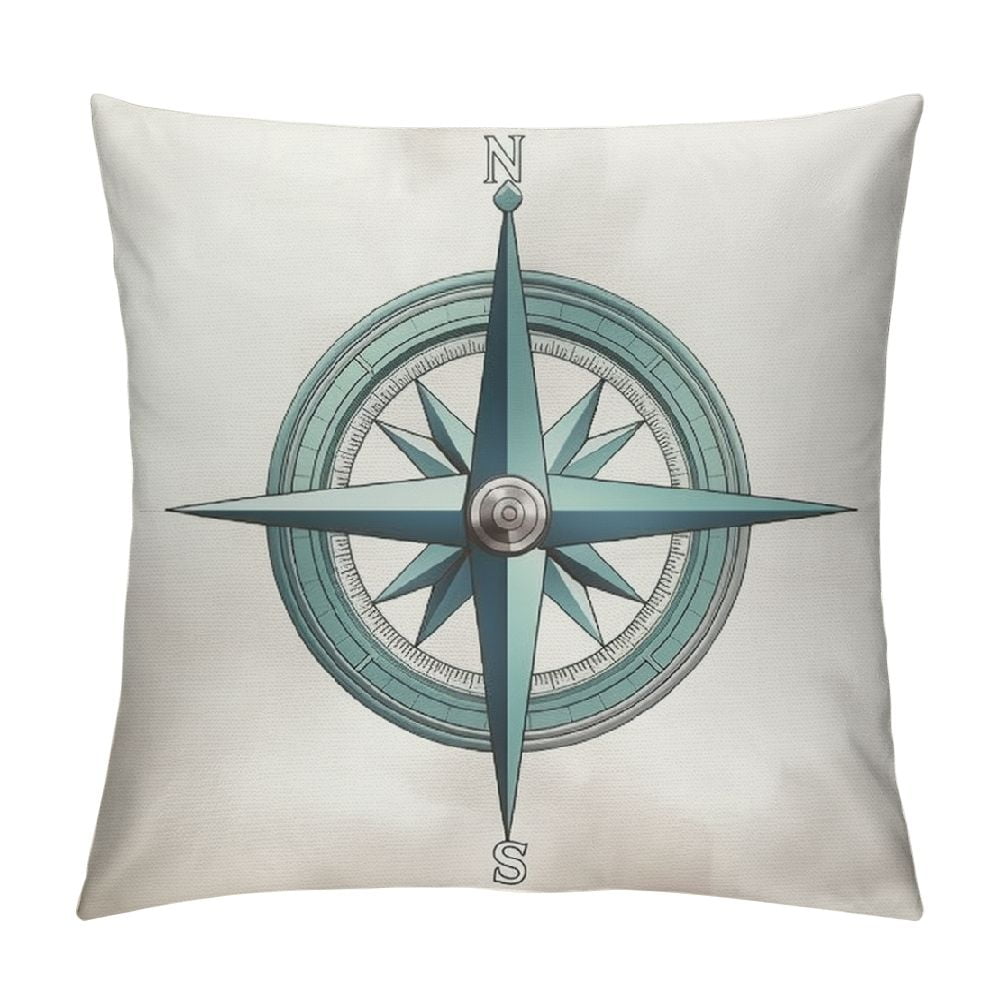 Compass Throw Pillow Cover Nautical Directional Marine