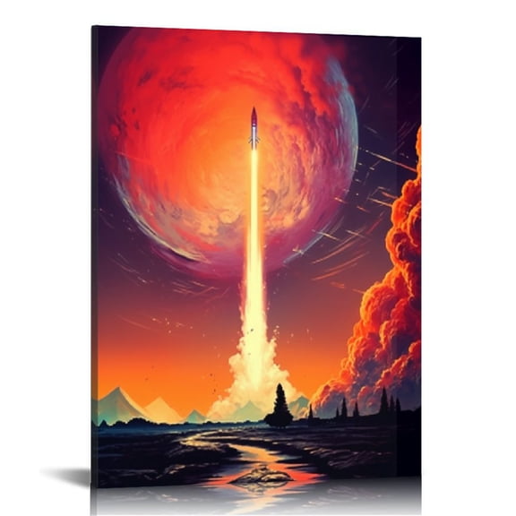 ONETECH Cool Astronaut Wall Art Abstract Colorful Galaxy Spaceman Posters Pictures rocket Paintings Prints Surrealism Planets Cosmos Artwork for Boys Bedroom Canvas Wall 12x16 in