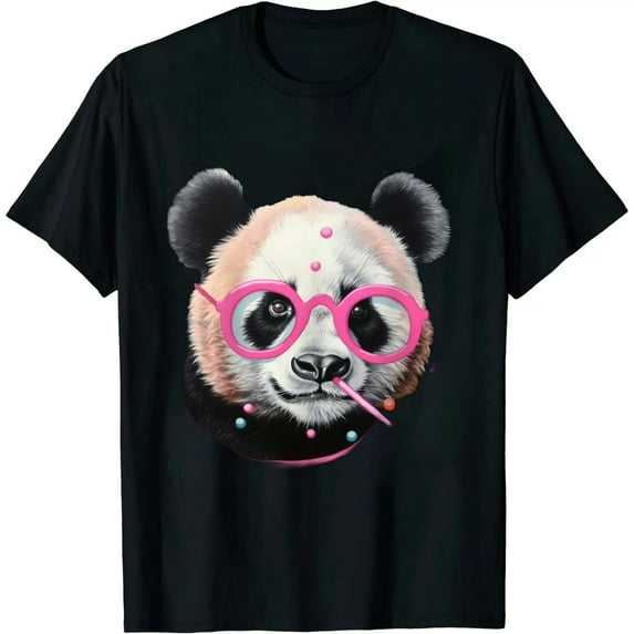 ONETECH Cool Panda Face Eating Gum And Makes A Bubble Tee Cute Panda T-Shirt