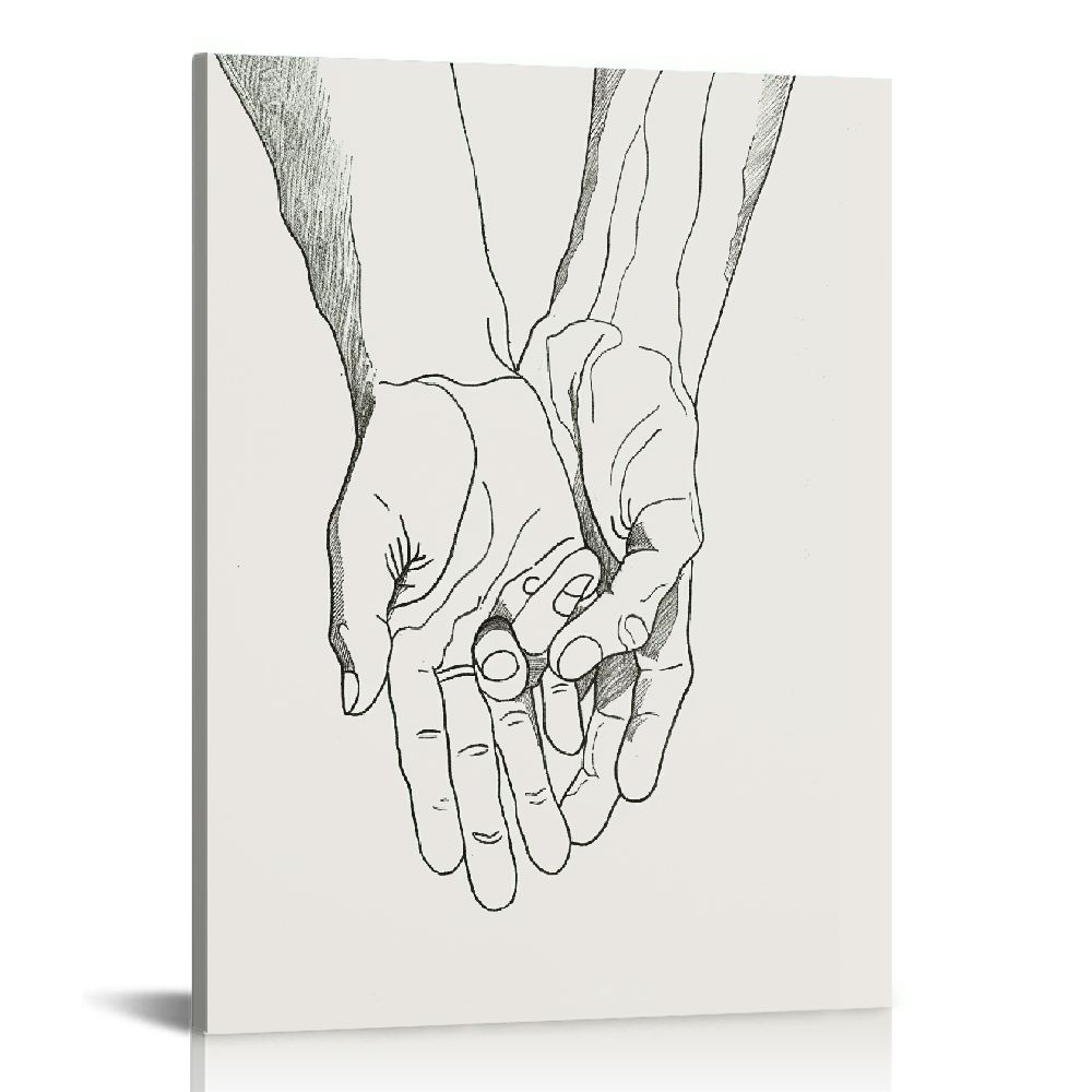 Couple Holding Hands Wall Art Line Art Hands Hand in Hand