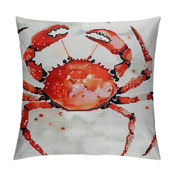 ONETECH Crabs Throw Pillow Cover, for Nautical Home Decor Sea Animals Theme in Watercolor Style Effect on Plain Background, Decorative Square Shape Accent Cushion Pillow Case,Vermilion