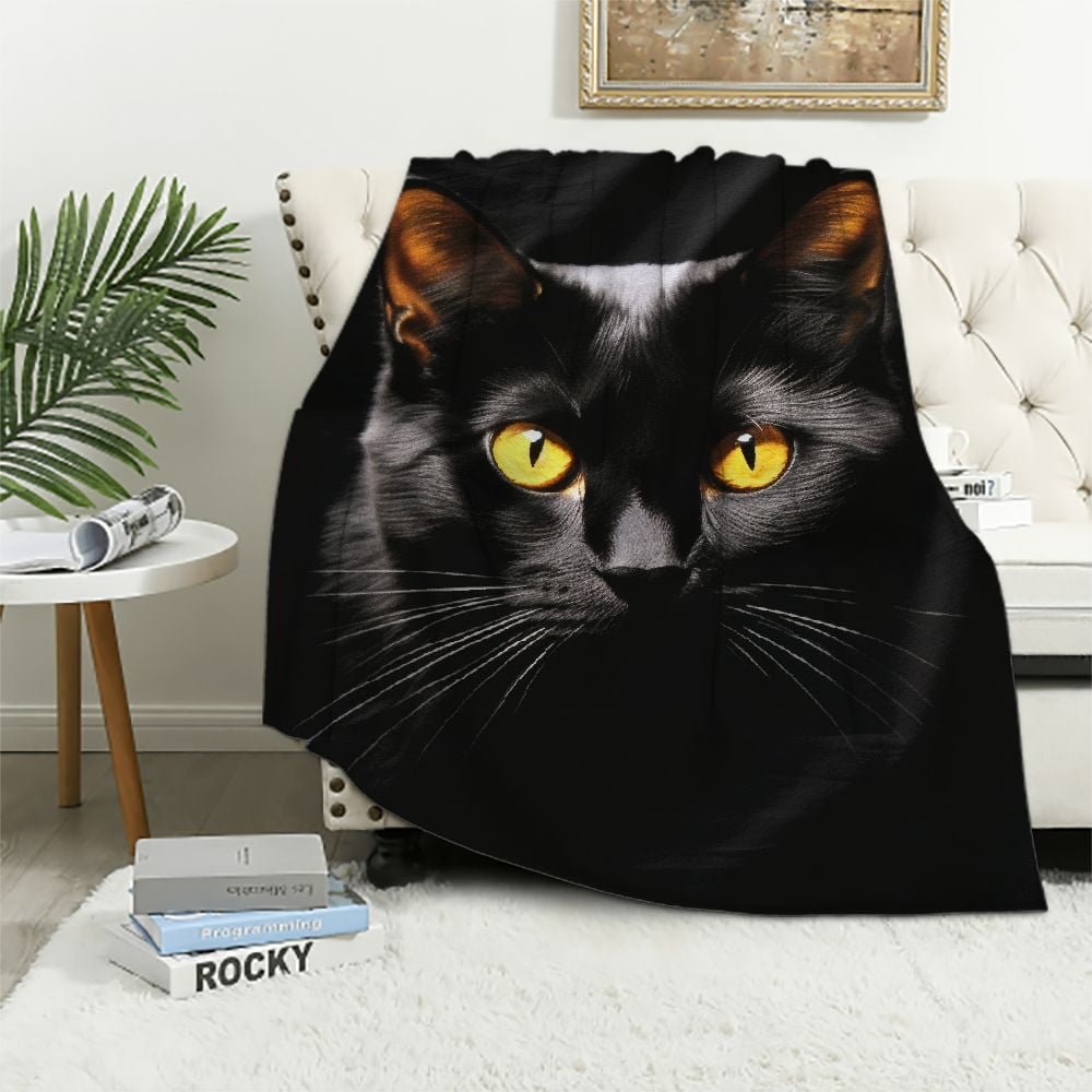 Cute Black Cat Blanket Gifts for Cat Lovers Grils Women Animal