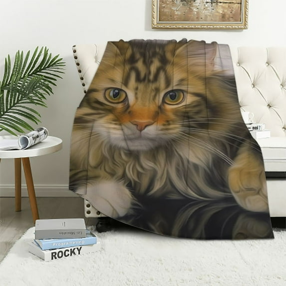 ONETECH Cute Cat Flannel Bed Blanket Throw Blanket Cozy Plush Lightweight Cat Lover Blanket for Bedroom Living Rooms Sofa Couch