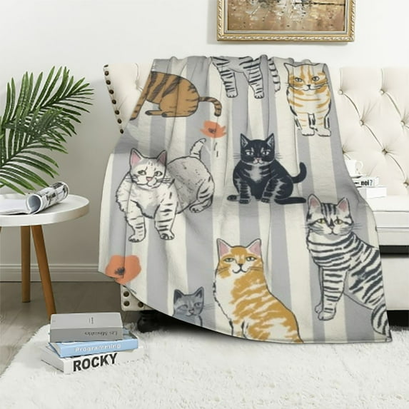 ONETECH Cute Cats Throw Blanket Ultra Soft Warm All Season Decorative Blankets for Bed Chair Car Sofa Couch Bedroom