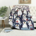 thumbnail image 1 of ONETECH Cute Penguin Greeting Flannel Blanket Super Soft Cozy Plush Blankets Lightweight Throw Blanket for Couch Sofa Bed, 1 of 6
