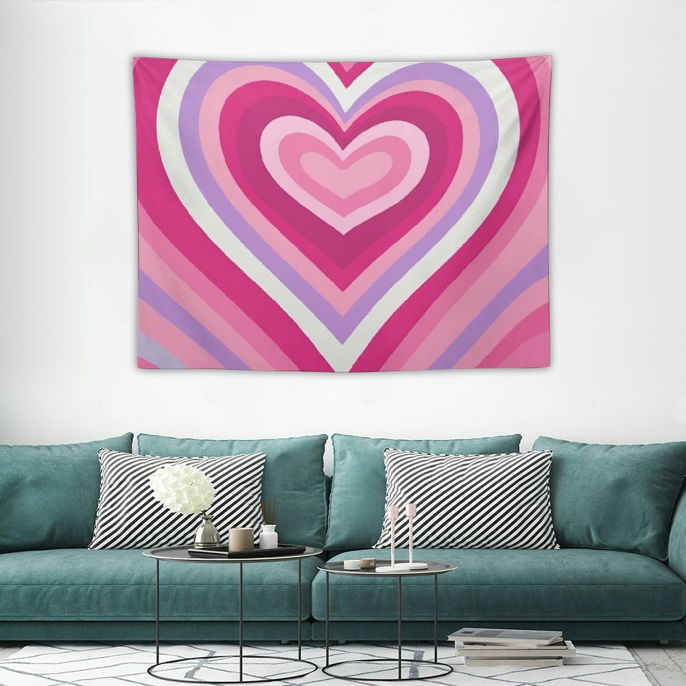 ONETECH Cute Pink Aesthetic Tapestry For Girl Bedroom Pink Heart Shaped Hippie Wall Decor Tapestries Tapestry Wall Hanging for Home College Dorm Living Room Woman Teen Girls Room Art Walmart