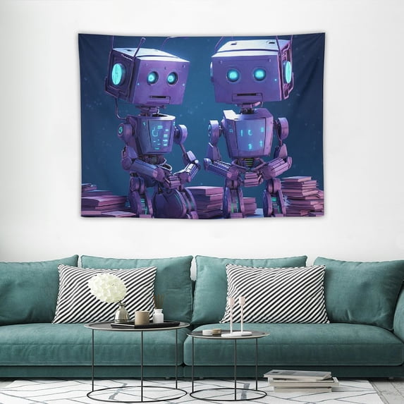 ONETECH Cute Three Robots Tapestry Wall Hanging Bedroom Living Room Home Party Banner Decoration Tapestries