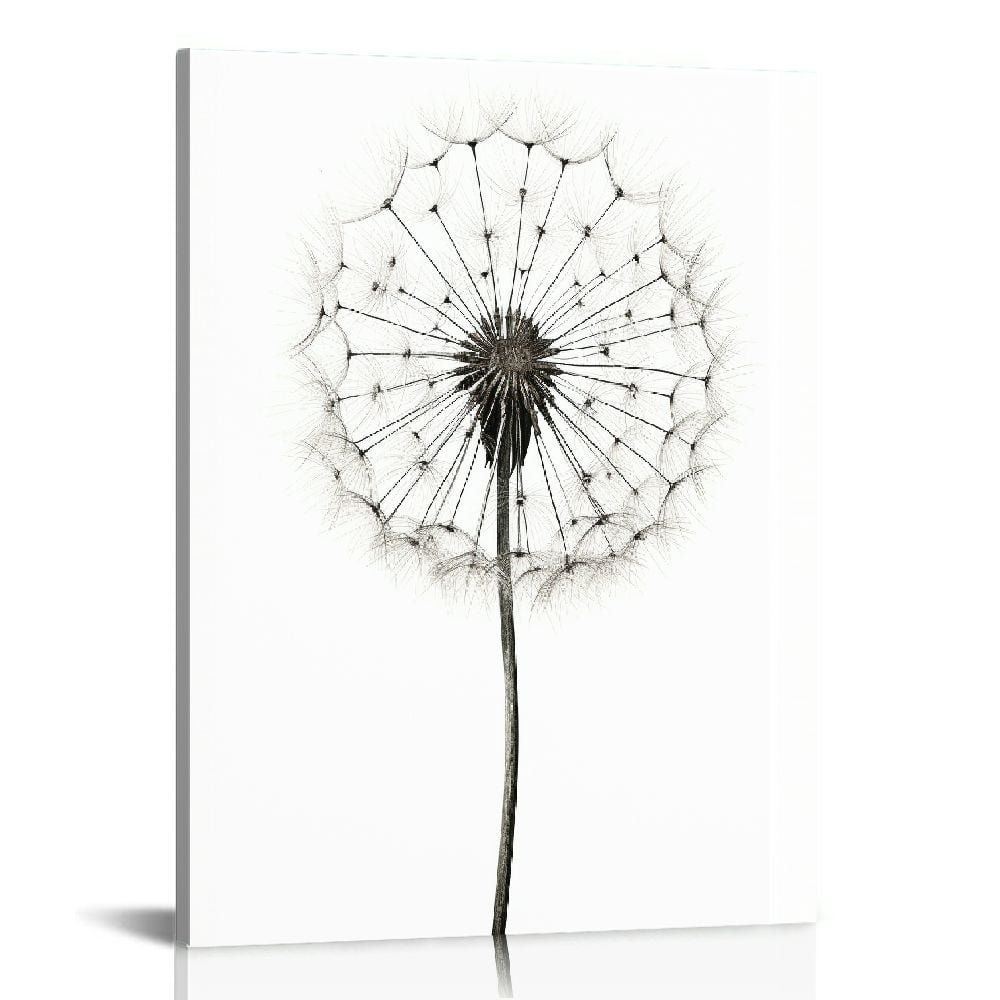 Dandelion Canvas Wall Art,Dandelion Prints,Black And White