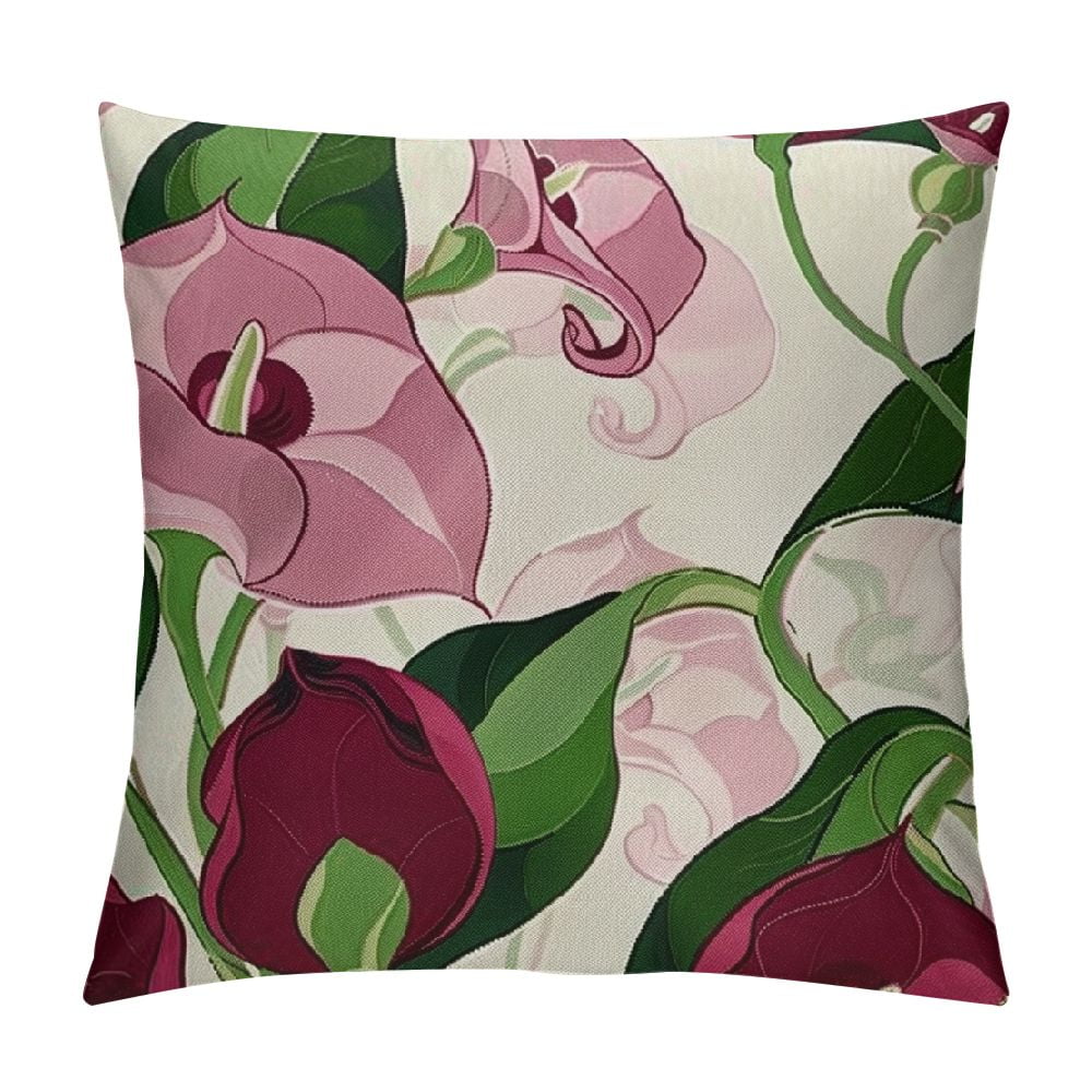 Decorative Square Throw Pillow Cover Design Beauty Pattern Pink