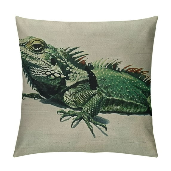FUMJ  Decorative Throw Pillow Covers with Colorful Lizard Patterns - Modern Farmhouse Pillowcase with Rustic Textured Cushion Cover for Sofa Couch Bed