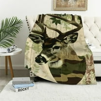 ONETECH Deer Camouflage Throw Blanket Cozy Plush Camo Hunting Flannel Ultra Soft Blankets Unisex Lightweight Fuzzy Gifts for Adult Men Bed Couch Sofa Kids
