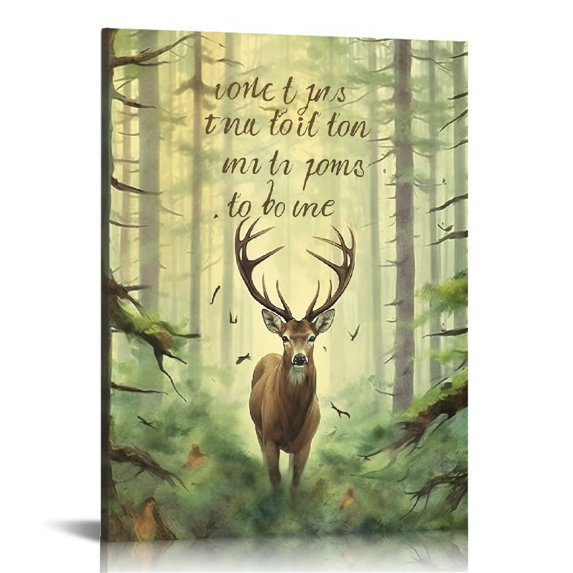 ONETECH Deer Decor wall art hunting canvas Pictures Forest Wall Decor Elk Canvas Prints Painting Framed Artwork for Bathroom living room Bedroom