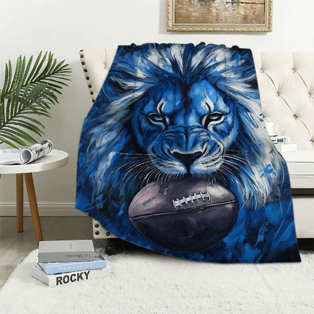 ONETECH Detriot Lions Football Flannel Blanket Lightweight Blanket for All Seasons 60x80in