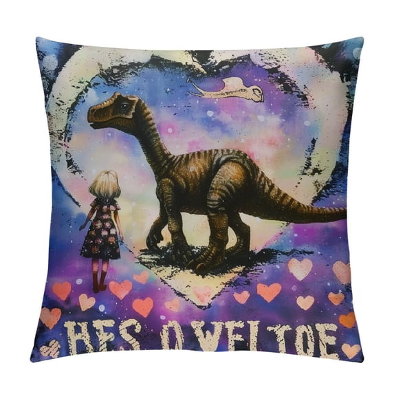 FUMJ Dinosaurs Throw Pillow Covers,Dinosaur Pillowcase,Dinosaur Bedroom Decor,Just A Girl Who Loves Dinosaurs Throw Pillow Covers