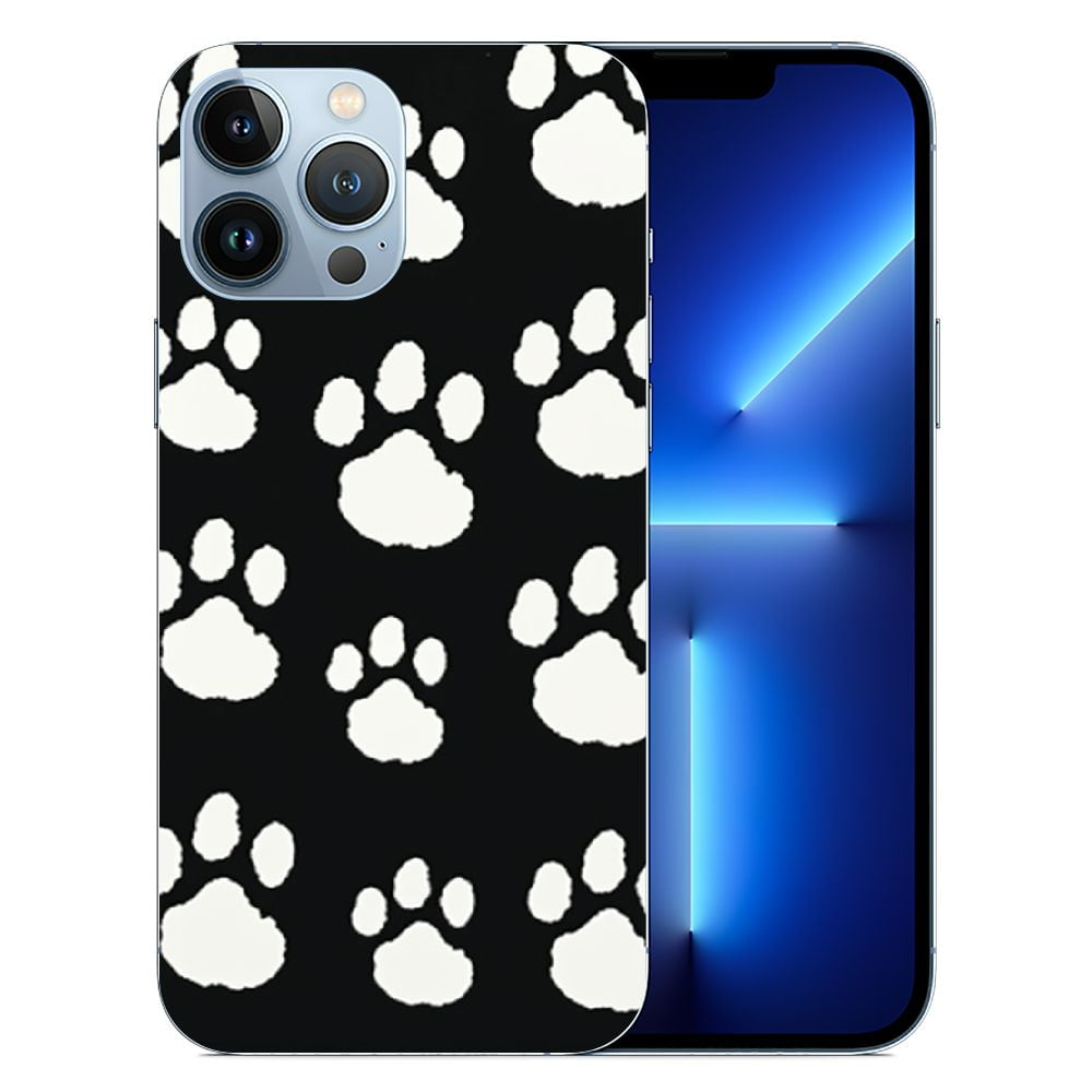 Dog Paw Cover Case Compatible with iPhone Dog Paw Prints Black